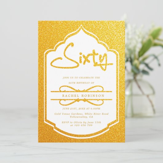Luxe Gold Script 60ste verjaardagsfeestje Kaart (Staand voorkant)