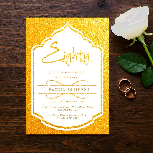 Luxe Gold Script 80ste verjaardagsfeestje Kaart