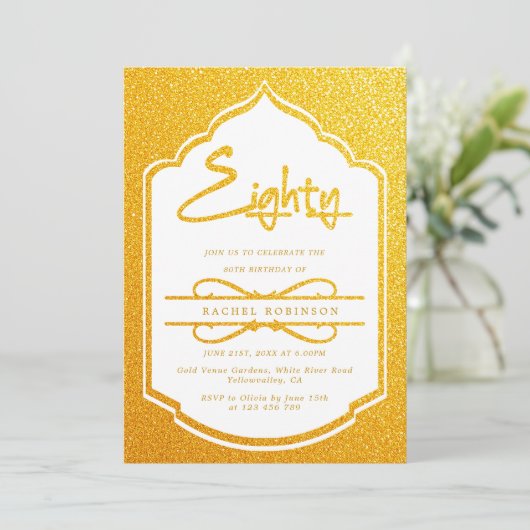 Luxe Gold Script 80ste verjaardagsfeestje Kaart (Staand voorkant)