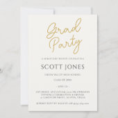 Luxe Gold Script Grad Party Invite Kaart (Voorkant)