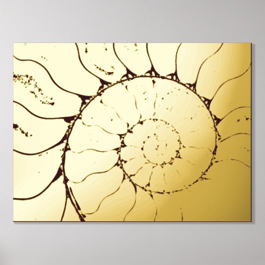 Luxe Gold Seashell abstracte Fine Art Real Folie Afdrukken (Voorkant)