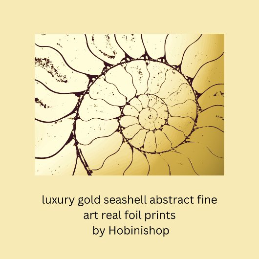 Luxe Gold Seashell abstracte Fine Art Real Folie Afdrukken