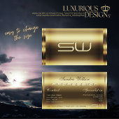 Luxe Gold Shimmer Effect en Faux 3D Initialen Visitekaartje