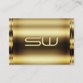 Luxe Gold Shimmer Effect en Faux 3D Initialen Visitekaartje (Voorkant)