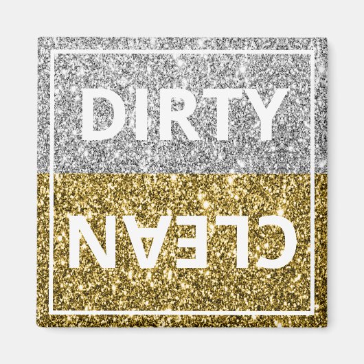 Luxe Gold Silver Glitter Shine Dishwaser Magnet (Voorkant)