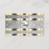 Luxe Gold Silver Glitter Stars Spark Toevoegen Log Visitekaartje (Voorkant)