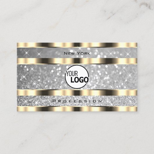 Luxe Gold Silver Glitter Stars Spark Toevoegen Log Visitekaartje (Voorkant)