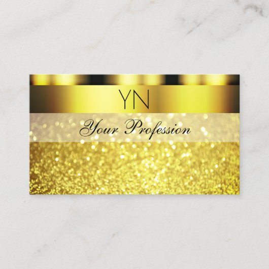 Luxe Gold Sparking Glitter Monogram Glamoureus Visitekaartje (Voorkant)