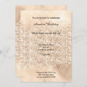 LUXE GOLD SPARKLE PARTIJ METALLIGE INVITATIE KAART