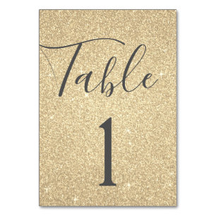 Luxe Gold Sparkle Table Number Kaart
