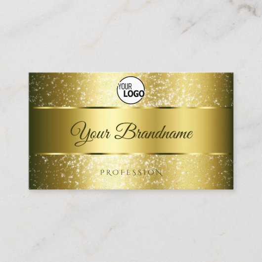 Luxe Gold Sparkly Glitter Stars Initialen Logo Visitekaartje (Voorkant)
