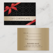 Luxe Gold Stripe Red Ribbon-cadeaubon Kortingskaartje (Voorkant / Achterkant)