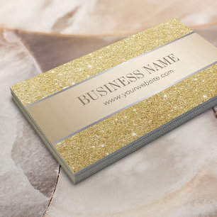 Luxe Gold Stripe Sparkle Glitter-achtergrond Visitekaartje