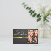 Luxe Gold Strokes Black Beauty Shop Visitekaartje (Staand voorkant)
