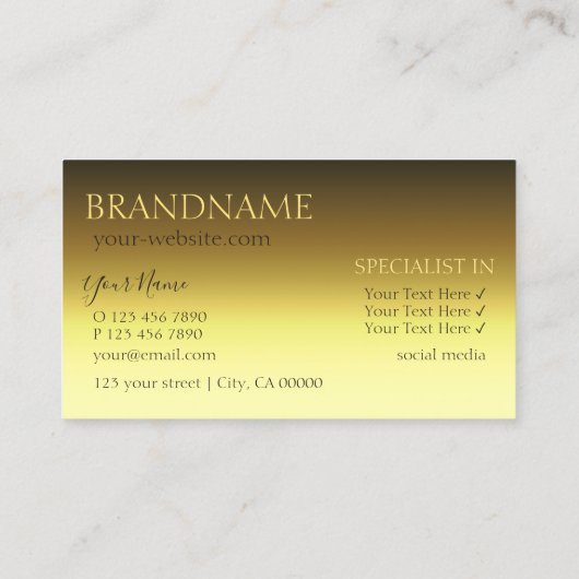 Luxe Gold Stylish Mirror Font Professional Visitekaartje (Achterkant)