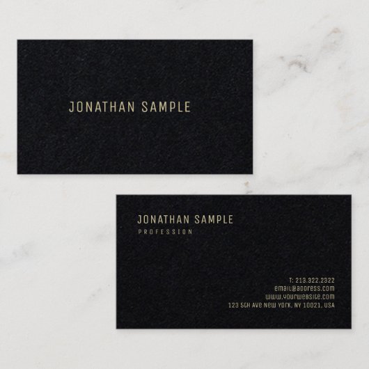 Luxe Gold Text Modern Minimalist Sjabloon Chic Visitekaartje (Voorkant / Achterkant)