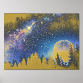 Luxe Gold Tree Moon Galaxy Real Folie Afdrukken (Voorkant)