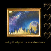 Luxe Gold Tree Moon Galaxy Real Folie Afdrukken