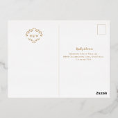 Luxe Gold Wedding monogram crest mail terug Folie Feestdagen Briefkaart (Achterkant)