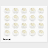 LUXE GOLD WHITE ELEGANT ROOS FLORAL ADRES RONDE STICKER (Vel)