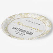 LUXE GOLD WHITE ELEGANT ROOS FLORAL HOUSEWARMING PAPIEREN BORDJE (Gekanteld)