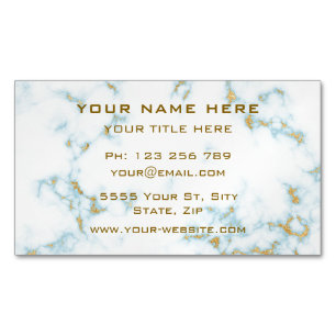 Luxe Gold White Marble Golden Text Professional Magnetisch Visitekaartje