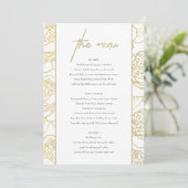 LUXE GOLD WHITE NAVY ELEGANT ROOS FLORAL MENU (Staand voorkant)