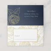 LUXE GOLD WHITE NAVY ELEGANT ROOS FLORAL WEDING PLAATSKAARTJE (Buitenkant ongevouwen)
