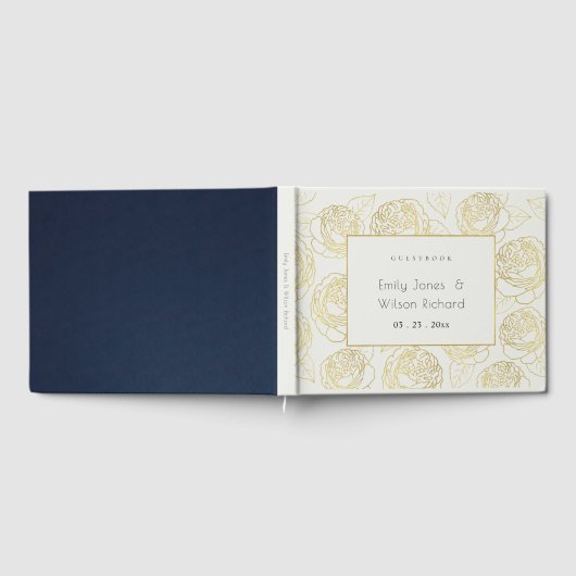 LUXE GOLD WHITE NAVY ELEGANT ROOS GASTENBOEK (Volledig)