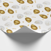 Luxe Golden Balloons & Confetti Celebration Wrap Cadeaupapier (Hoek)