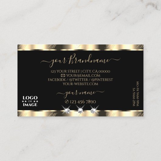 Luxe Golden Black Sparkle Jewels met Logo Visitekaartje (Achterkant)