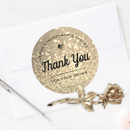 Luxe Golden Glitter Elegant Eenvoudig Dank je wel Ronde Sticker
