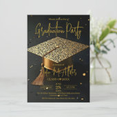 Luxe Golden Glitz Pet Graduation Party Kaart (Staand voorkant)
