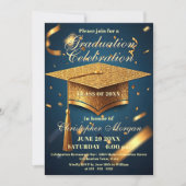 Luxe Golden Graduation Cap met Confetti Kaart (Voorkant)
