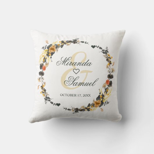 Luxe Golden Noir Wedding Monogram Sierkussen (Achterkant)