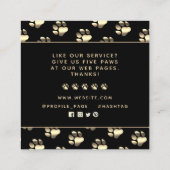 Luxe golden paws patroon bedankt vierkante visitekaartje (Achterkant)