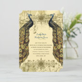 Luxe Golden Peacock huwelijksuitnodiging Kaart (Staand voorkant)