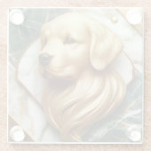 Luxe Golden Retriever Marble Detail Glazen Onderzetter (Achterkant)