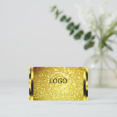 Luxe Golden Sparkle Yellow Gold Glitter toevoegen  Visitekaartje (Staand voorkant)