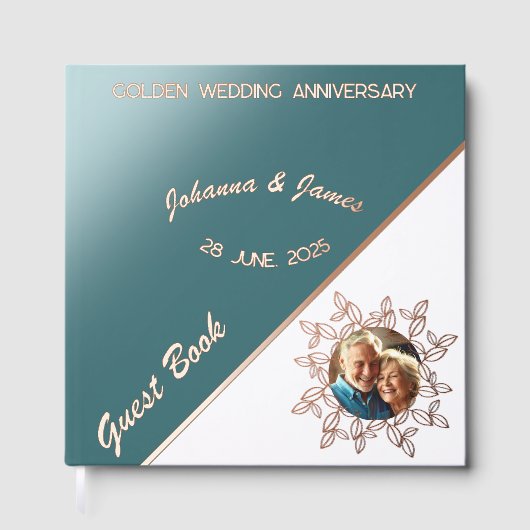 Luxe Golden Wedding Jubileum gastenboek (Voorkant)