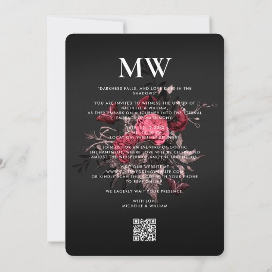 Luxe Gothic Boho Bruiloft Roze Rose Vlinder Kaart (Achterkant)