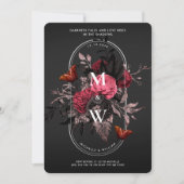 Luxe Gothic Boho Bruiloft Roze Rose Vlinder Kaart (Voorkant)