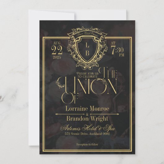 Luxe Gothic Romance Wedding Invitation Kaart (Voorkant)