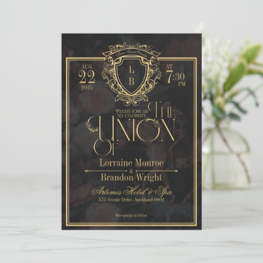 Luxe Gothic Romance Wedding Invitation Kaart (Staand voorkant)