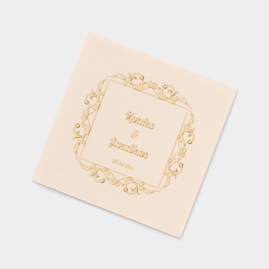 Luxe Gotische Huwelijk, Bruid en Bruidegom Namen Folie Servetten (Links)