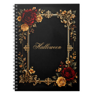 Luxe Gotische Rode & Gouden Rozen Donker Notitieboek