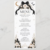 Luxe Gotische Zwarte Strik Trouwmenu | Halloween  Menu (Voorkant)