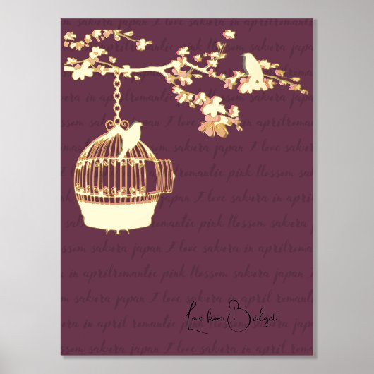 Luxe Goud abstract Modern Cherry Blossom Folie Afdrukken (Voorkant)