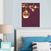 Luxe Goud abstract Modern Cherry Blossom Folie Afdrukken (Insitu (Slaapkamer))