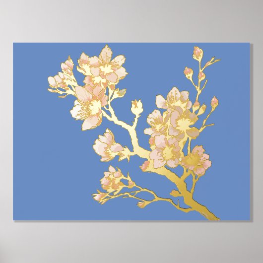 Luxe Goud abstract Modern Cherry Blossom Folie Afdrukken (Voorkant)